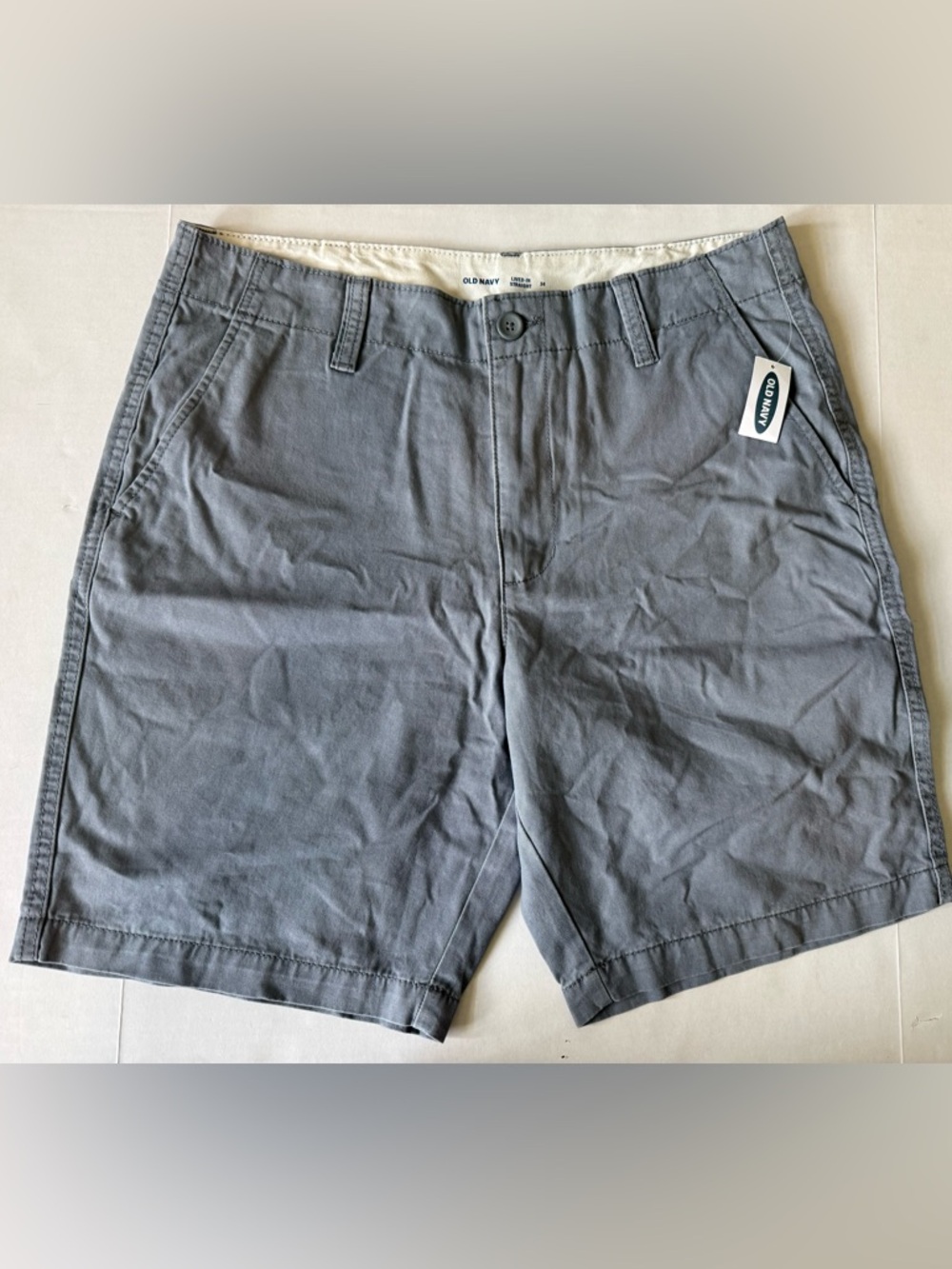 Old Navy Men’s Slate Gray-Blue Flat-Front Chino Shorts